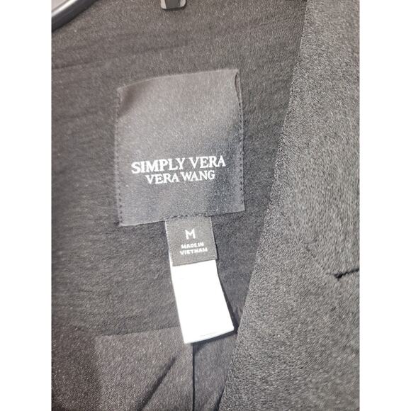 Simply Vera Wang Blazer Womens Med Black Textured Single Breasted Collared - Picture 3 of 7
